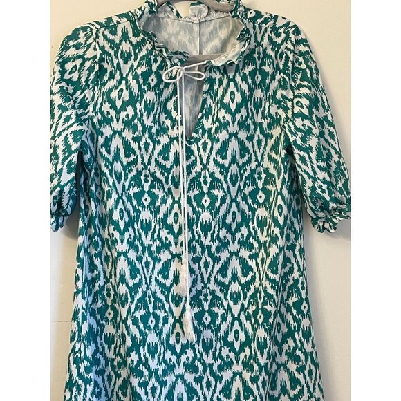 Women's Summer Boho Maxi Vintage Printed V Neck Ruffle Hem Lightweight Flowy Dre - Picture 2 of 4